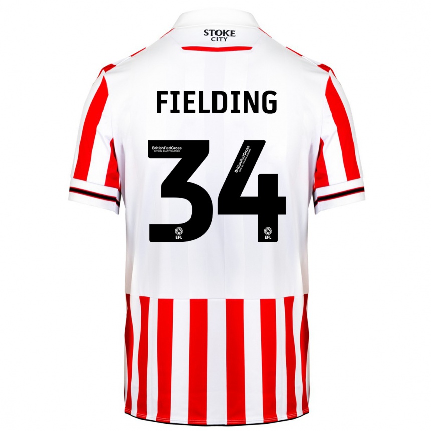 Herren Fußball Frank Fielding #34 Rot-Weiss Heimtrikot Trikot 2023/24 T-Shirt Luxemburg