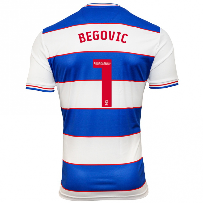 Herren Fußball Asmir Begovic #1 Weiß Blau Heimtrikot Trikot 2023/24 T-Shirt Luxemburg