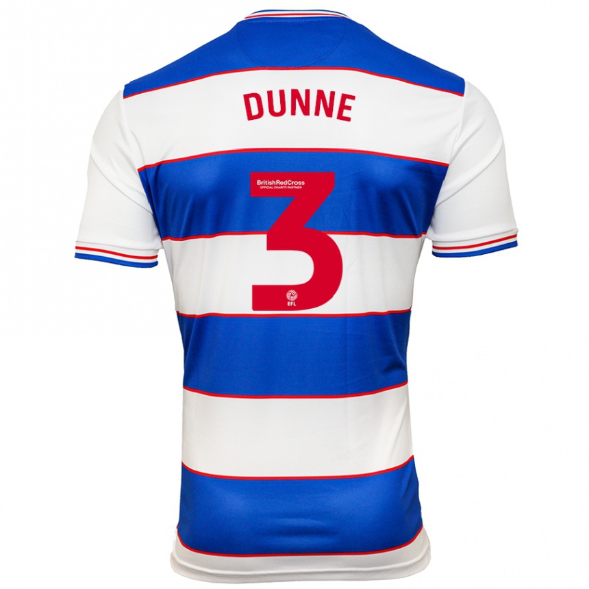 Herren Fußball Jimmy Dunne #3 Weiß Blau Heimtrikot Trikot 2023/24 T-Shirt Luxemburg