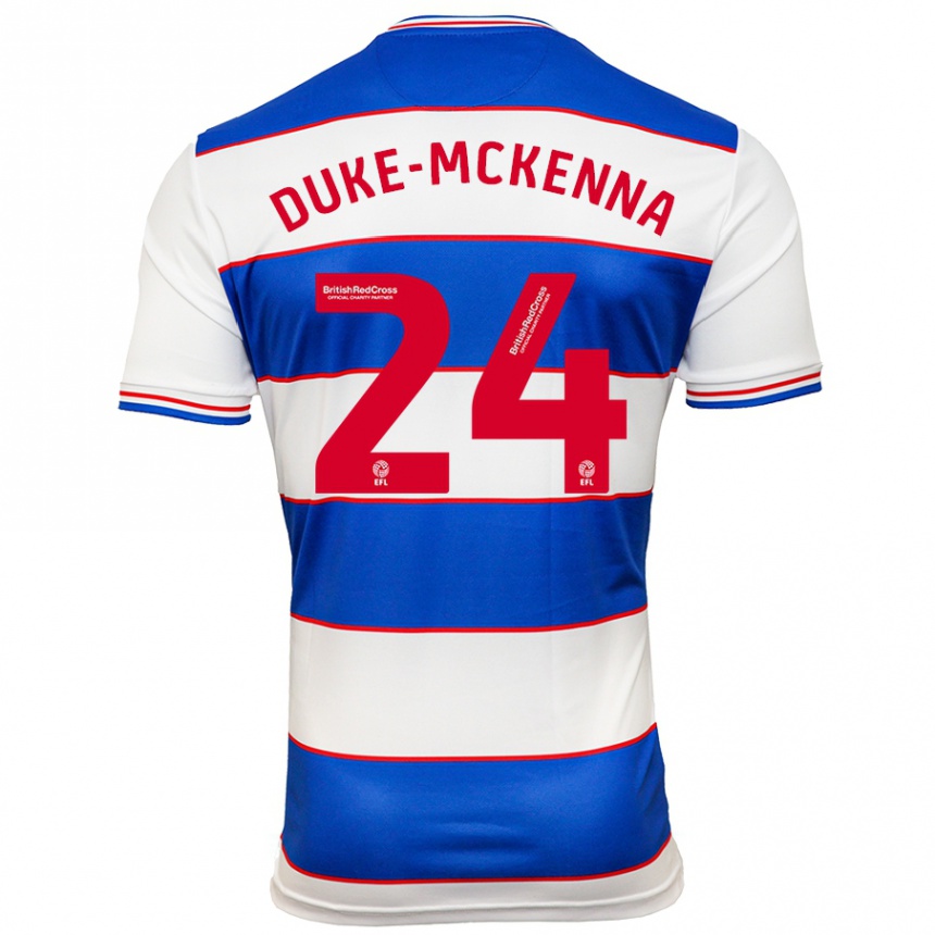 Herren Fußball Stephen Duke-Mckenna #24 Weiß Blau Heimtrikot Trikot 2023/24 T-Shirt Luxemburg