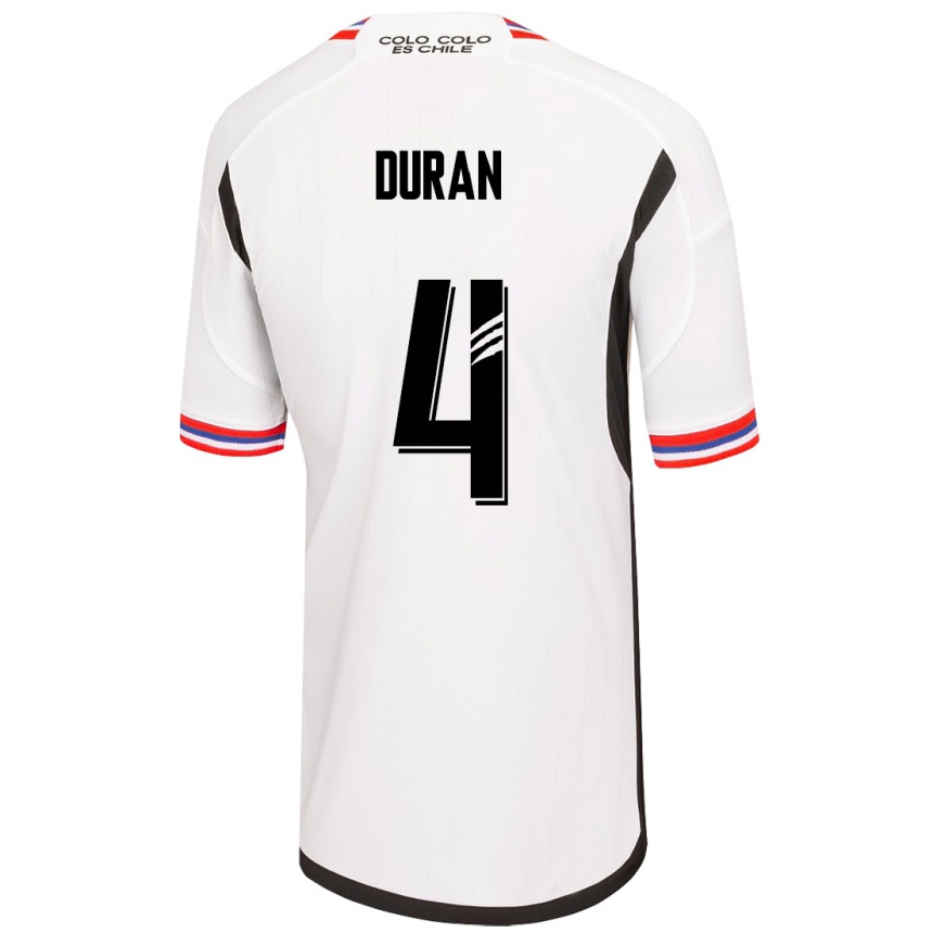 Herren Fußball Elisa Durán #4 Weiß Heimtrikot Trikot 2023/24 T-Shirt Luxemburg
