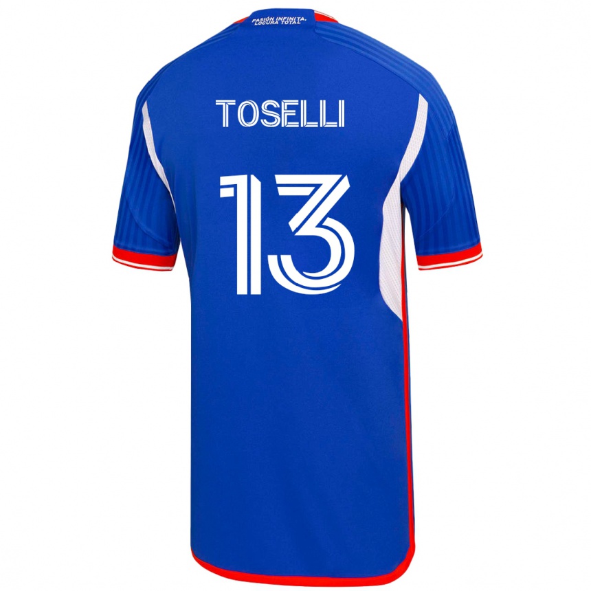 Herren Fußball Cristopher Toselli #13 Blau Heimtrikot Trikot 2023/24 T-Shirt Luxemburg