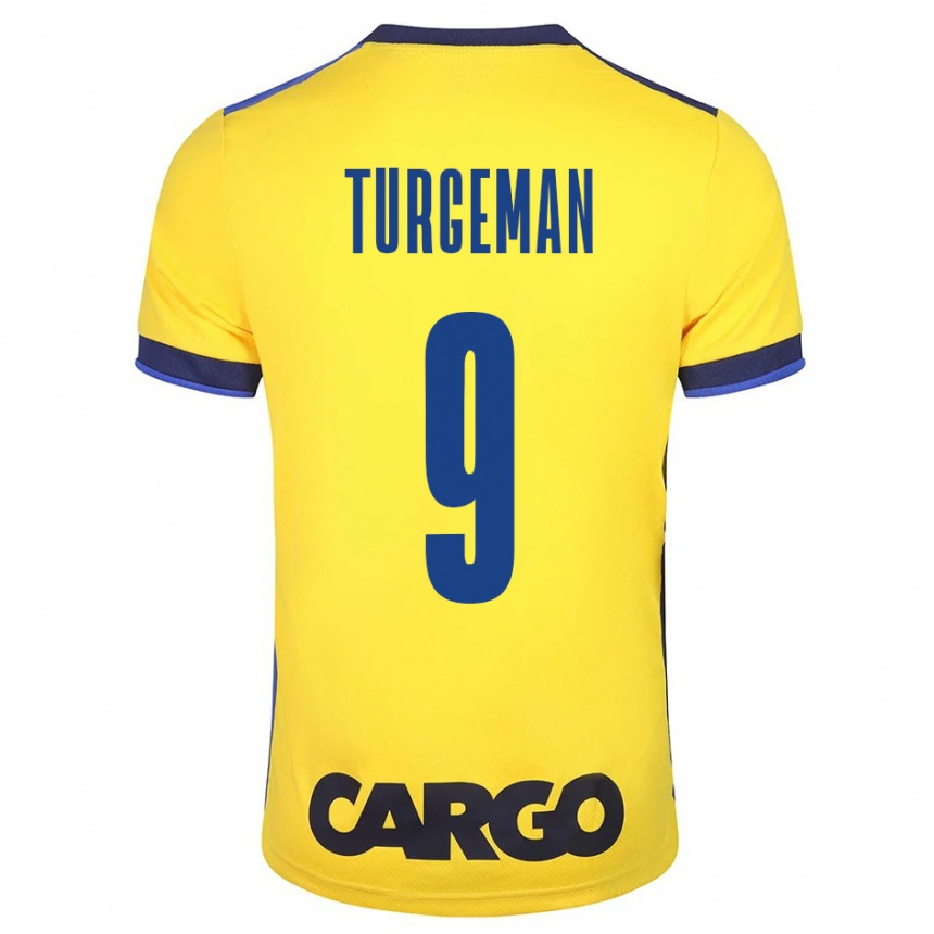 Herren Fußball Dor Turgeman #9 Gelb Heimtrikot Trikot 2023/24 T-Shirt Luxemburg