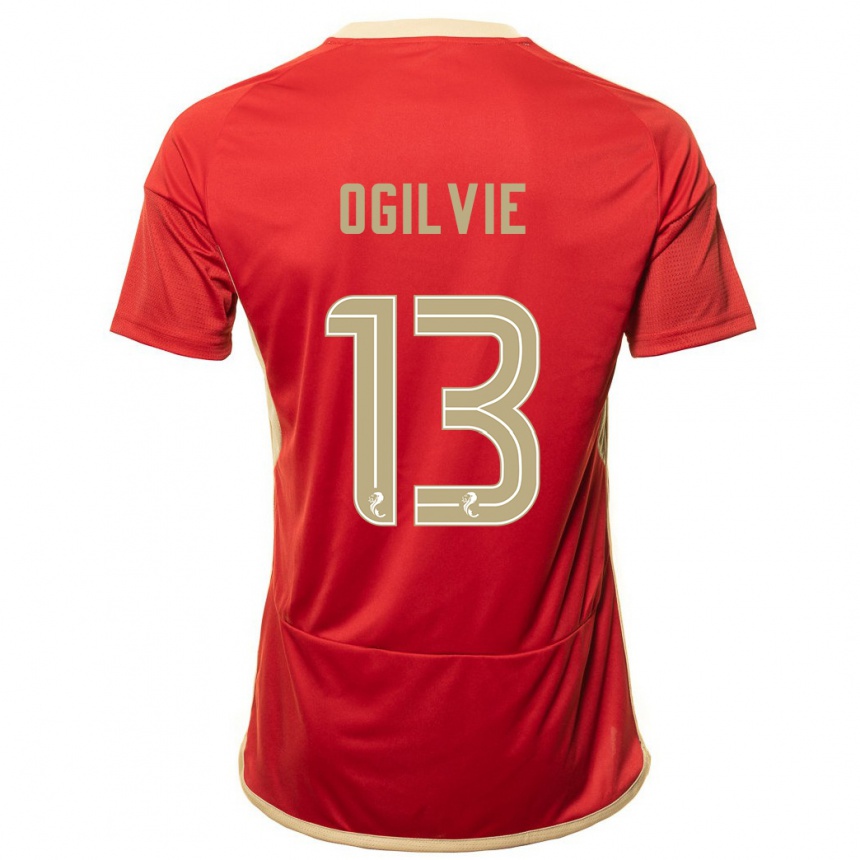 Herren Fußball Francesca Ogilvie #13 Rot Heimtrikot Trikot 2023/24 T-Shirt Luxemburg