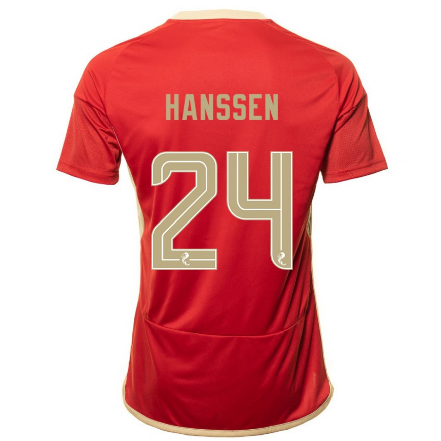 Herren Fußball Nadine Hanssen #24 Rot Heimtrikot Trikot 2023/24 T-Shirt Luxemburg