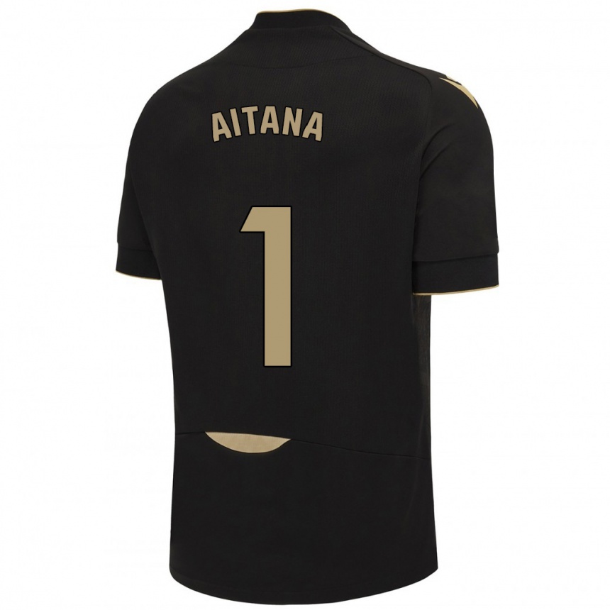 Herren Fußball Aitana #1 Schwarz Auswärtstrikot Trikot 2023/24 T-Shirt Luxemburg