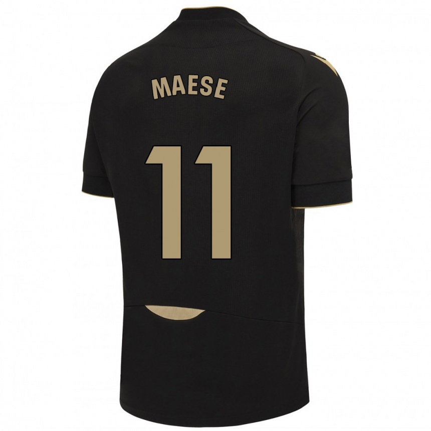 Herren Fußball María Del Carmen Maese Gaitán #11 Schwarz Auswärtstrikot Trikot 2023/24 T-Shirt Luxemburg