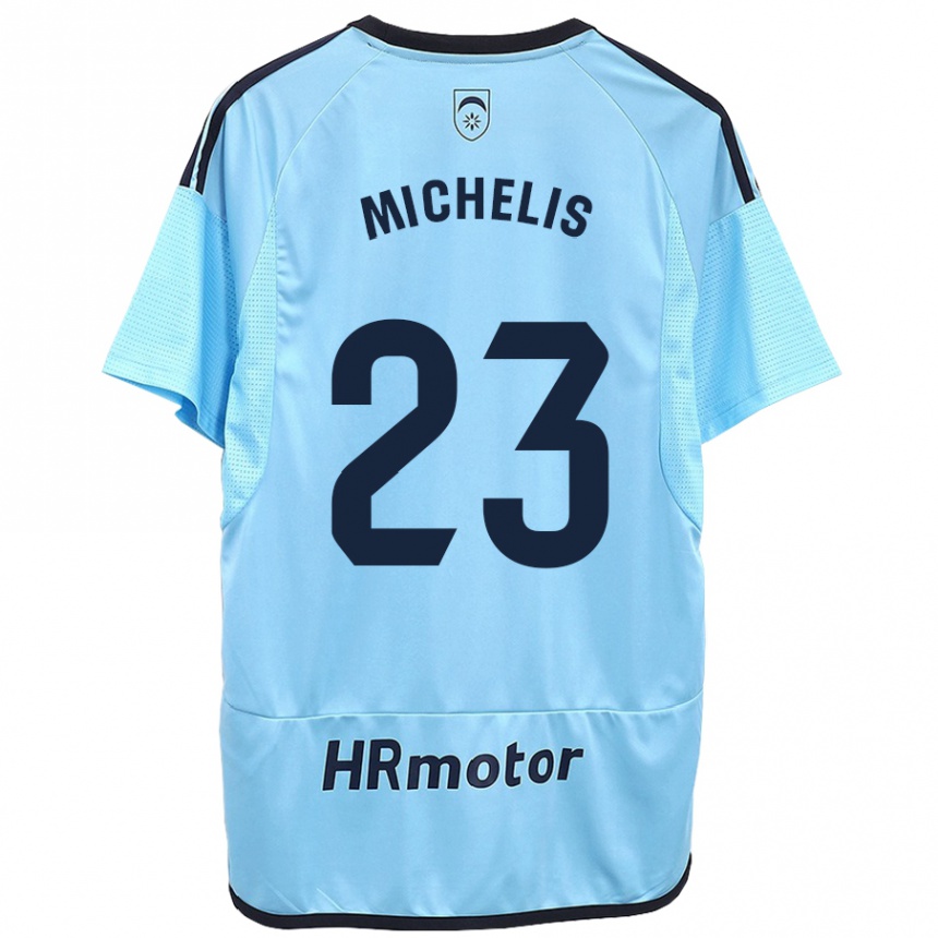 Herren Fußball Nikolaos Michelis #23 Blau Auswärtstrikot Trikot 2023/24 T-Shirt Luxemburg