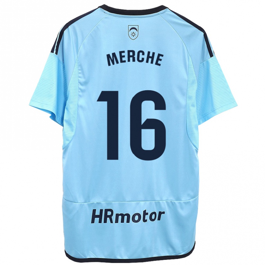 Herren Fußball Merche Izal García #16 Blau Auswärtstrikot Trikot 2023/24 T-Shirt Luxemburg