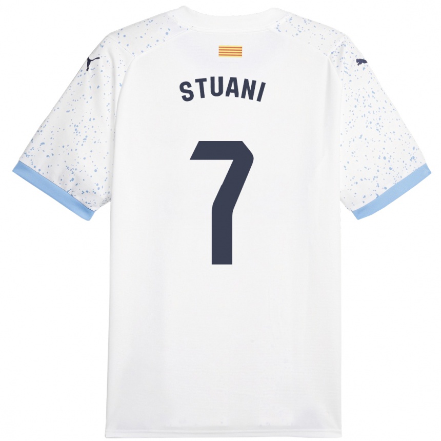 Herren Fußball Cristhian Stuani #7 Weiß Auswärtstrikot Trikot 2023/24 T-Shirt Luxemburg