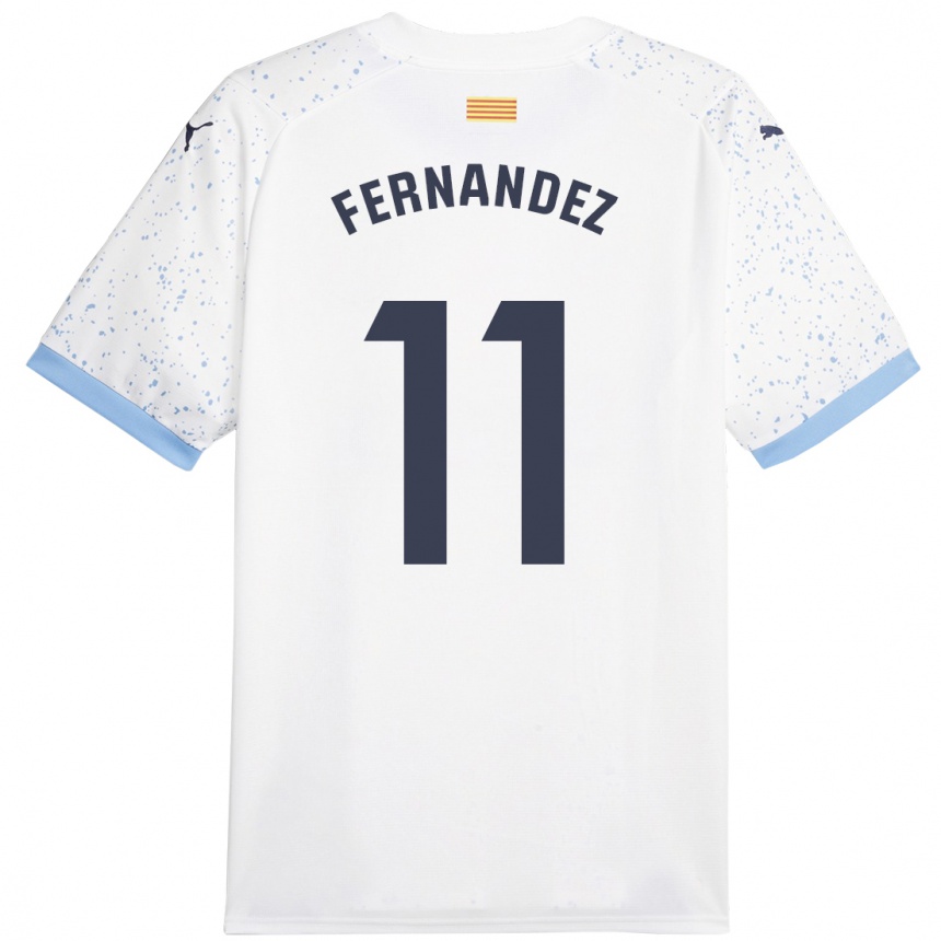 Herren Fußball Valery Fernández #11 Weiß Auswärtstrikot Trikot 2023/24 T-Shirt Luxemburg