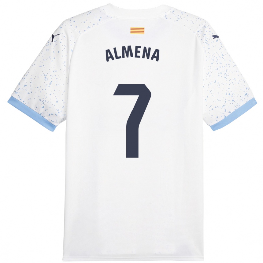 Herren Fußball Iker Almena #7 Weiß Auswärtstrikot Trikot 2023/24 T-Shirt Luxemburg