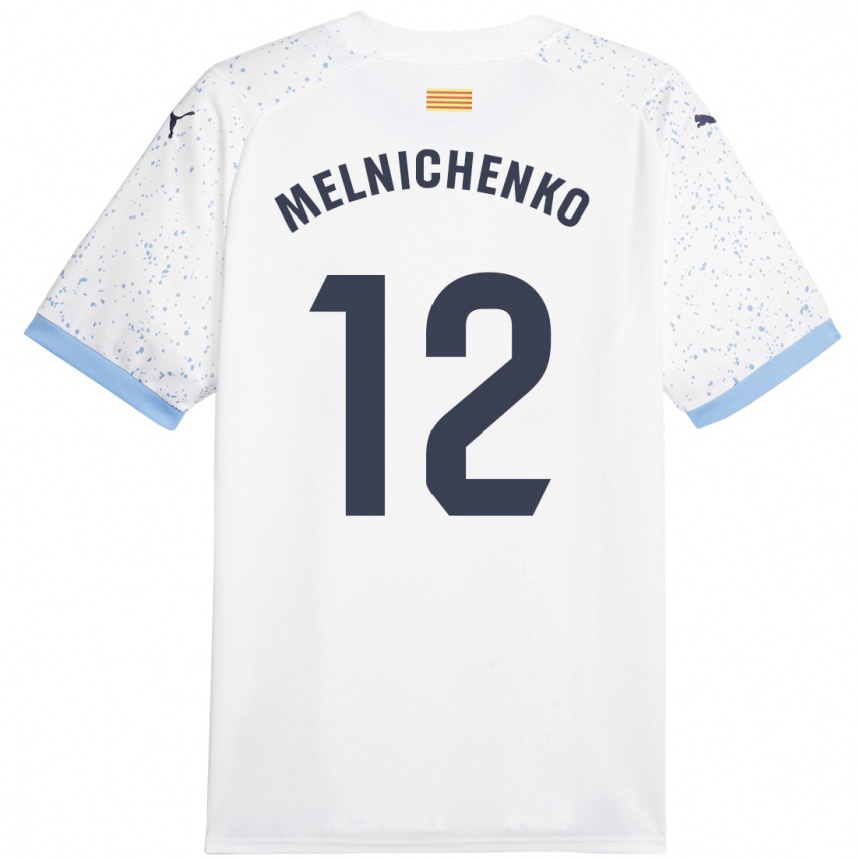 Herren Fußball Dmytro Melnichenko #12 Weiß Auswärtstrikot Trikot 2023/24 T-Shirt Luxemburg