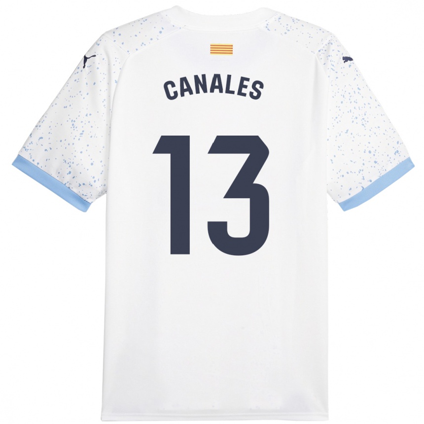 Herren Fußball Juanvi Canales #13 Weiß Auswärtstrikot Trikot 2023/24 T-Shirt Luxemburg