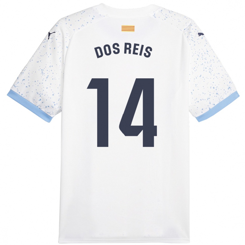 Herren Fußball Leo Dos Reis #14 Weiß Auswärtstrikot Trikot 2023/24 T-Shirt Luxemburg