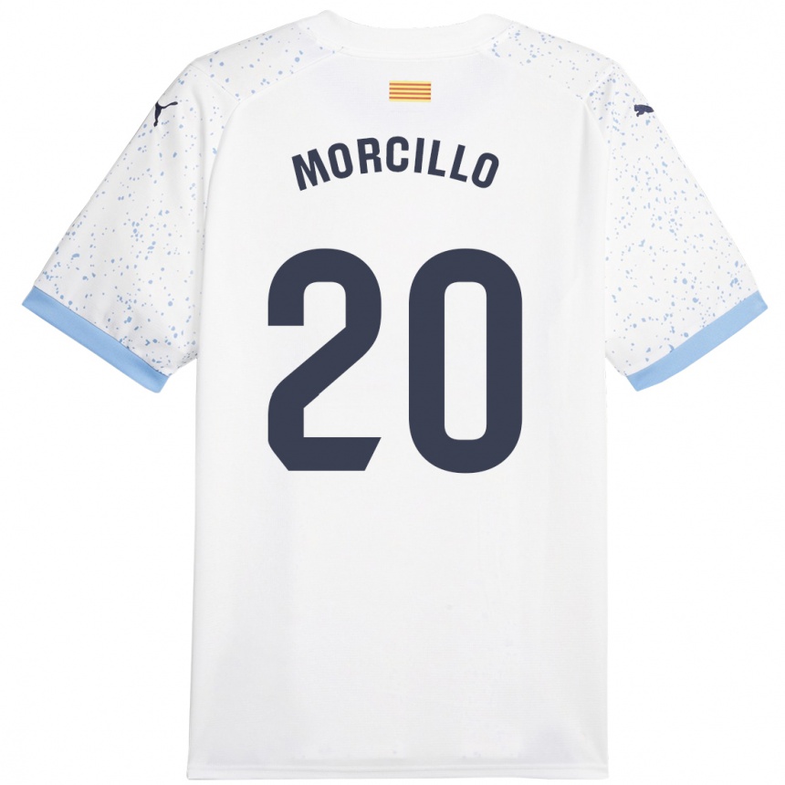 Herren Fußball Luis Morcillo #20 Weiß Auswärtstrikot Trikot 2023/24 T-Shirt Luxemburg