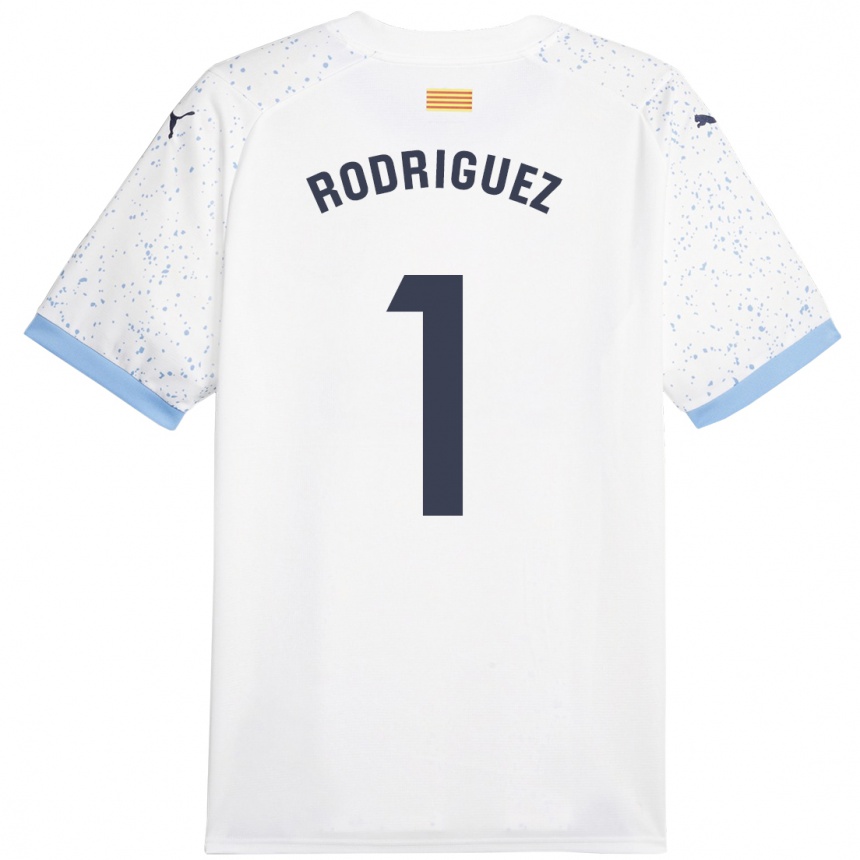 Herren Fußball Maria Rodríguez #1 Weiß Auswärtstrikot Trikot 2023/24 T-Shirt Luxemburg