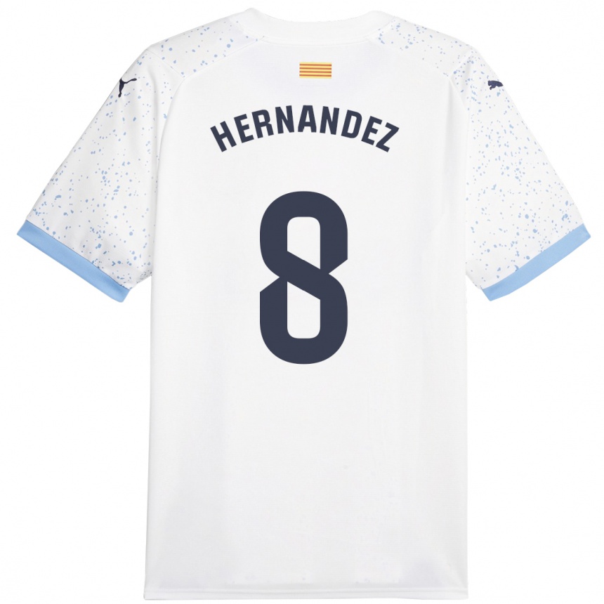 Herren Fußball Sofia Hernández #8 Weiß Auswärtstrikot Trikot 2023/24 T-Shirt Luxemburg