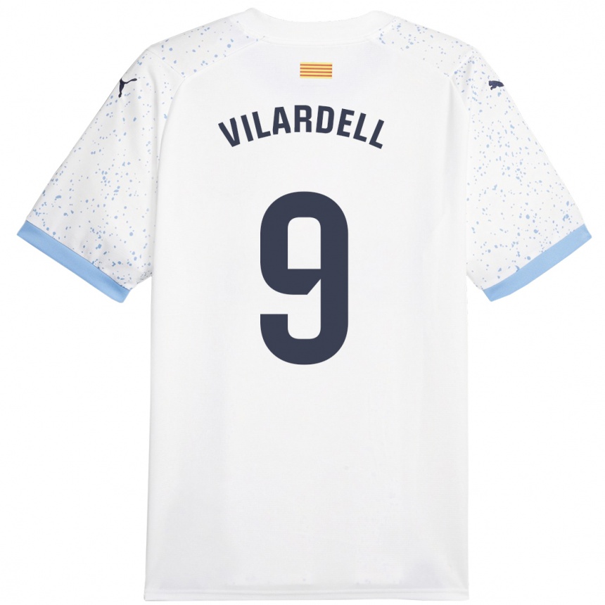 Herren Fußball Júlia Vilardell #9 Weiß Auswärtstrikot Trikot 2023/24 T-Shirt Luxemburg