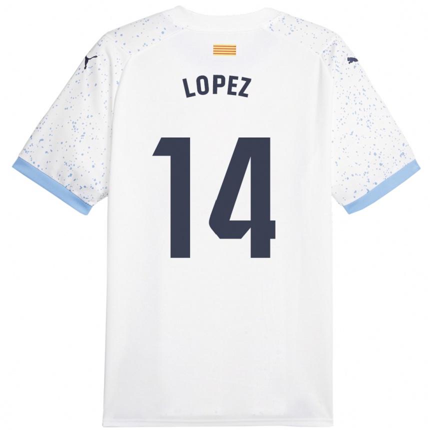 Herren Fußball Judith López #14 Weiß Auswärtstrikot Trikot 2023/24 T-Shirt Luxemburg