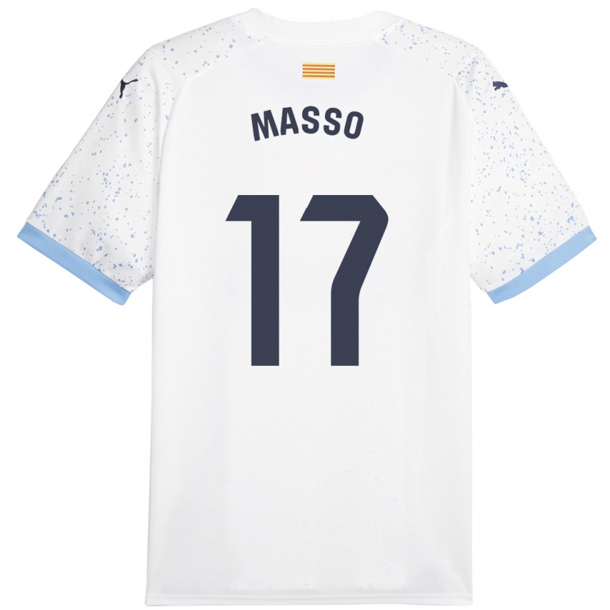 Herren Fußball Ainoa Massó #17 Weiß Auswärtstrikot Trikot 2023/24 T-Shirt Luxemburg