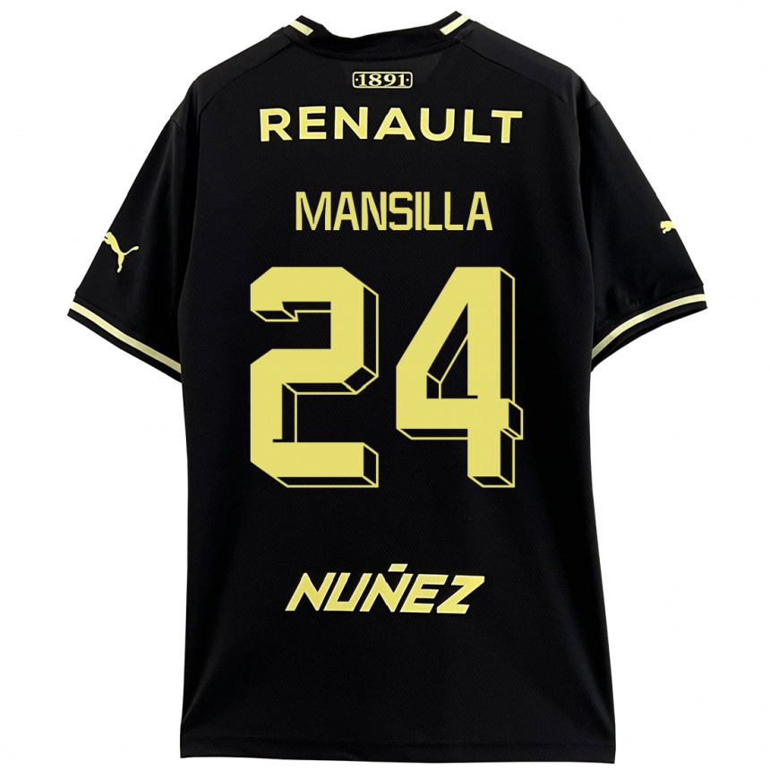 Herren Fußball Brian Mansilla #24 Schwarz Auswärtstrikot Trikot 2023/24 T-Shirt Luxemburg