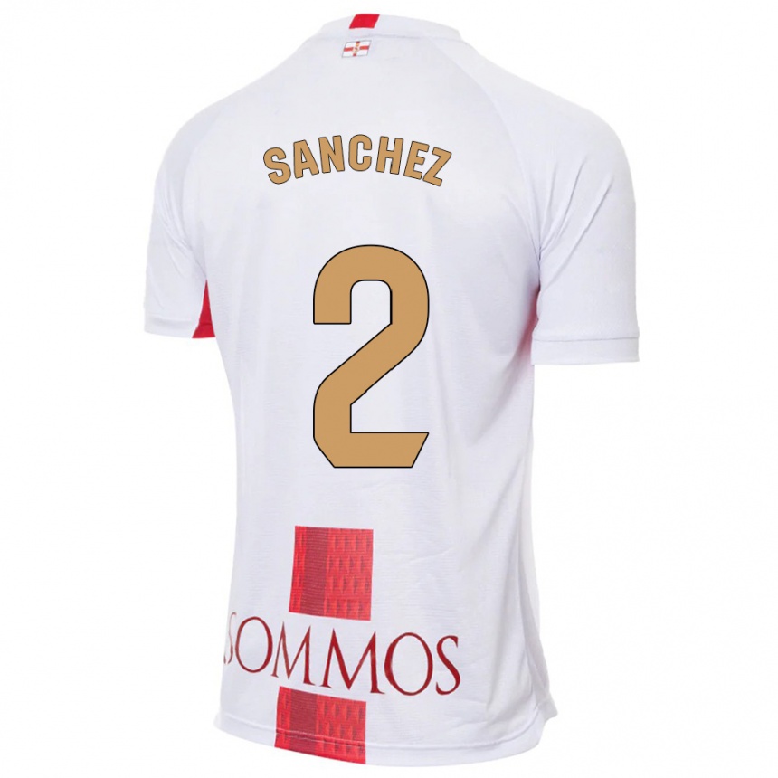 Herren Fußball Paz Sánchez #2 Weiß Auswärtstrikot Trikot 2023/24 T-Shirt Luxemburg
