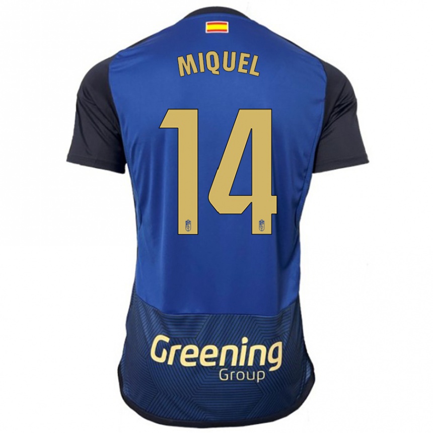 Herren Fußball Ignasi Miquel #14 Marine Auswärtstrikot Trikot 2023/24 T-Shirt Luxemburg
