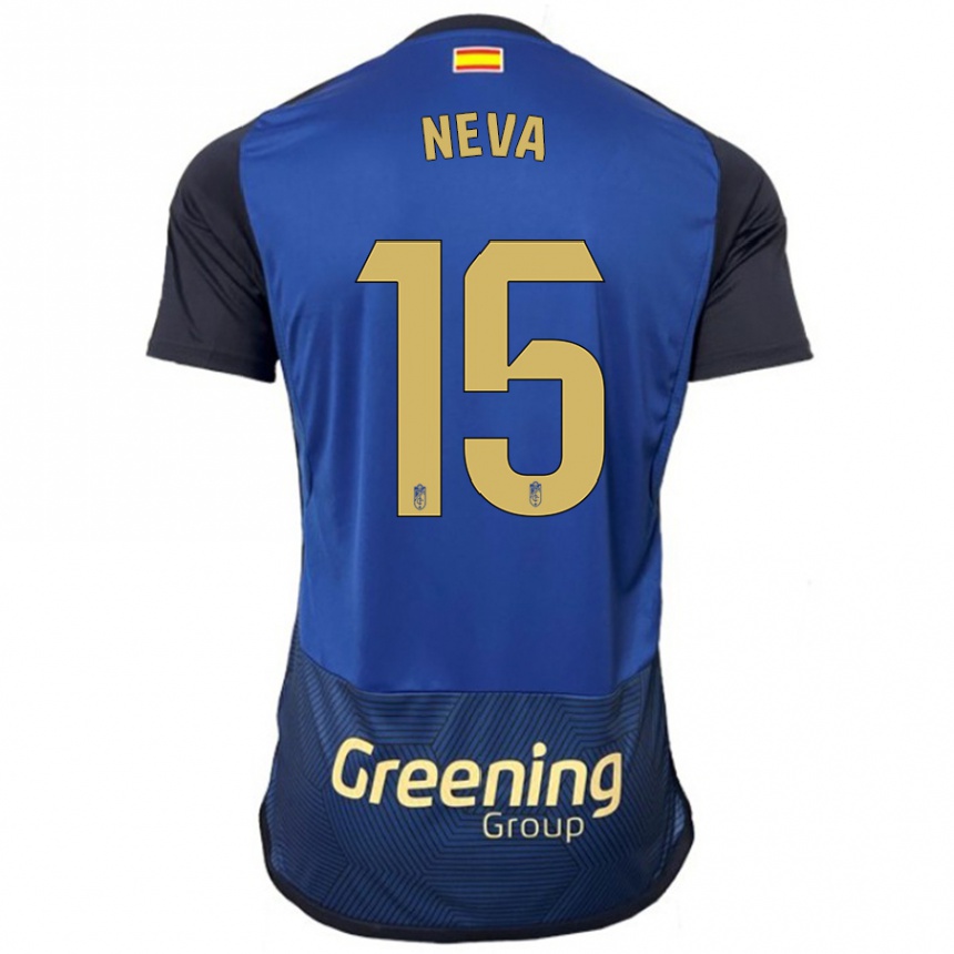 Herren Fußball Carlos Neva #15 Marine Auswärtstrikot Trikot 2023/24 T-Shirt Luxemburg