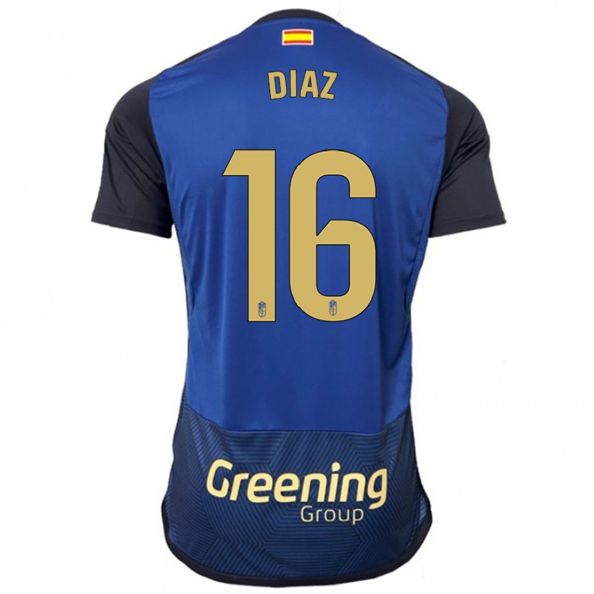 Herren Fußball Víctor Díaz #16 Marine Auswärtstrikot Trikot 2023/24 T-Shirt Luxemburg