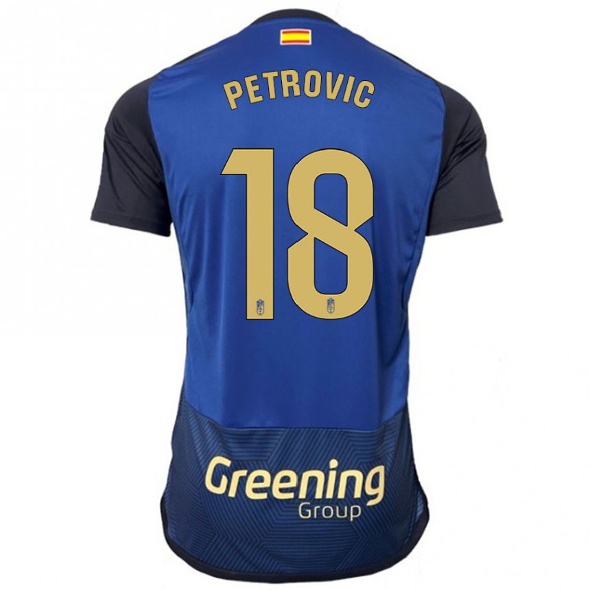 Herren Fußball Njegos Petrovic #18 Marine Auswärtstrikot Trikot 2023/24 T-Shirt Luxemburg