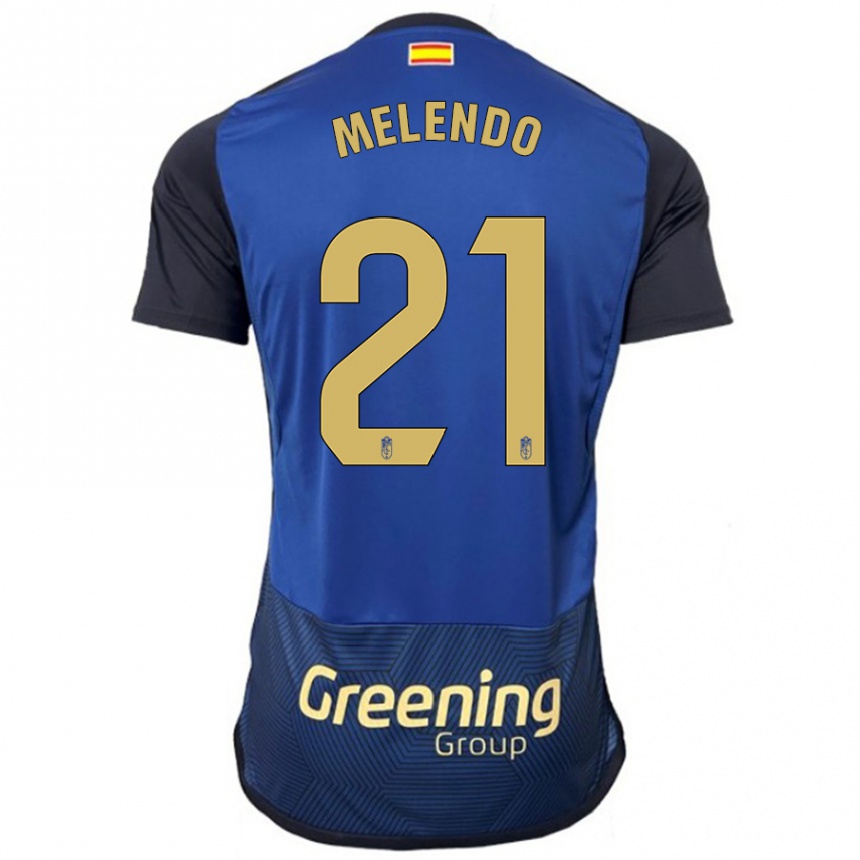 Herren Fußball Óscar Melendo #21 Marine Auswärtstrikot Trikot 2023/24 T-Shirt Luxemburg