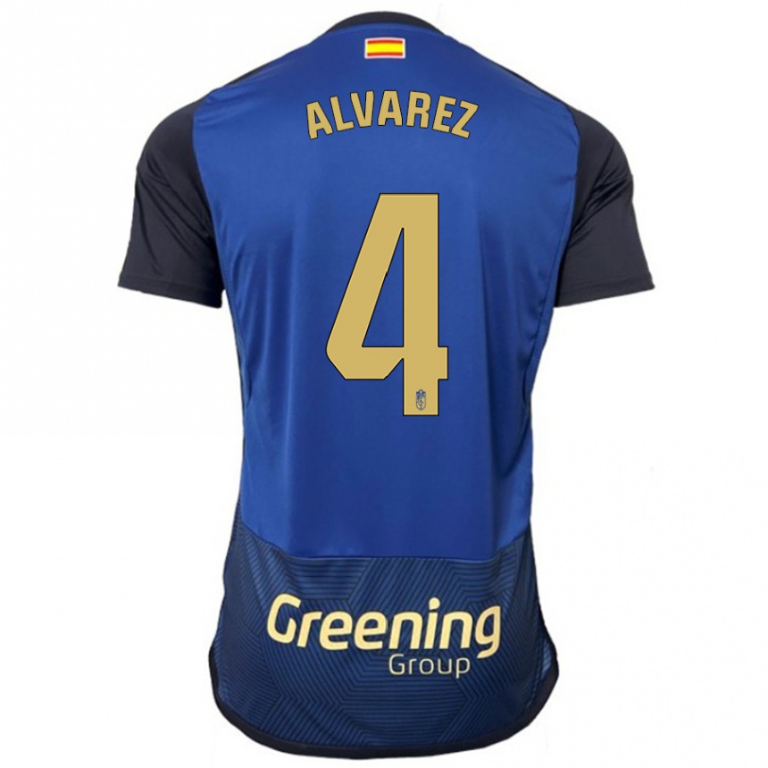 Herren Fußball Isabel Álvarez #4 Marine Auswärtstrikot Trikot 2023/24 T-Shirt Luxemburg