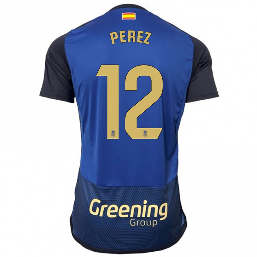 Herren Fußball Alba Pérez #12 Marine Auswärtstrikot Trikot 2023/24 T-Shirt Luxemburg