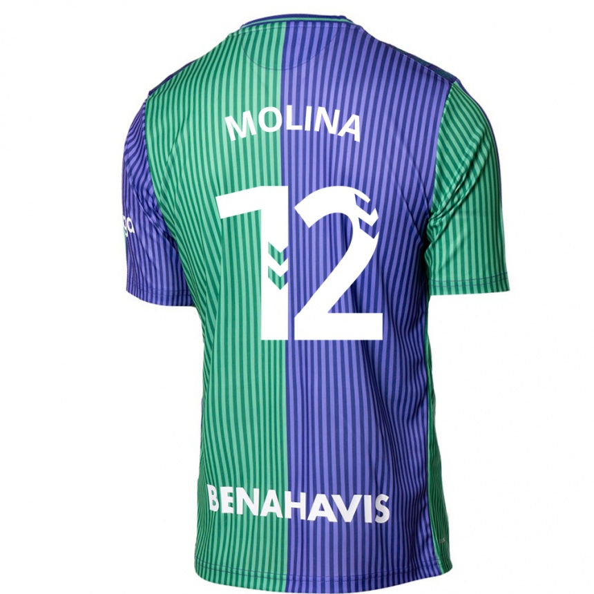 Herren Fußball Manu Molina #12 Grün Blau Auswärtstrikot Trikot 2023/24 T-Shirt Luxemburg