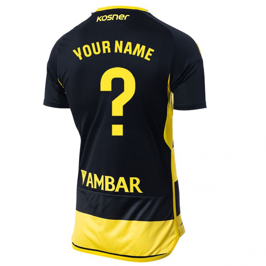 Herren Fußball Ihren Namen #0 Schwarz Gelb Auswärtstrikot Trikot 2023/24 T-Shirt Luxemburg