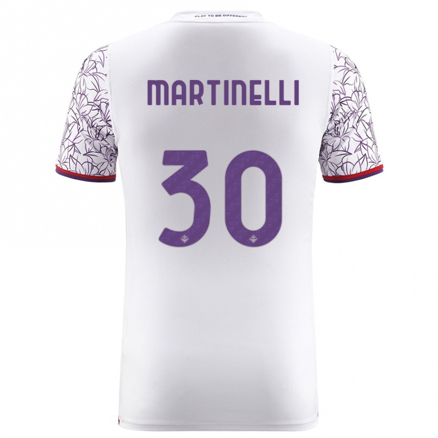 Herren Fußball Tommaso Martinelli #30 Weiß Auswärtstrikot Trikot 2023/24 T-Shirt Luxemburg