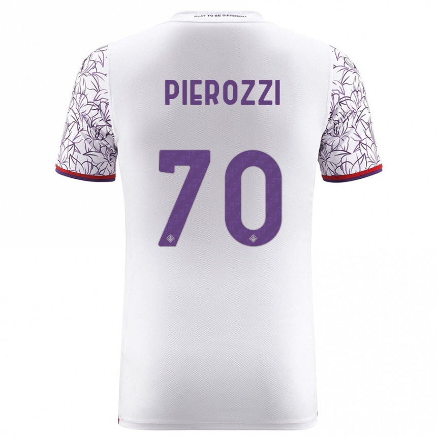 Herren Fußball Niccolò Pierozzi #70 Weiß Auswärtstrikot Trikot 2023/24 T-Shirt Luxemburg