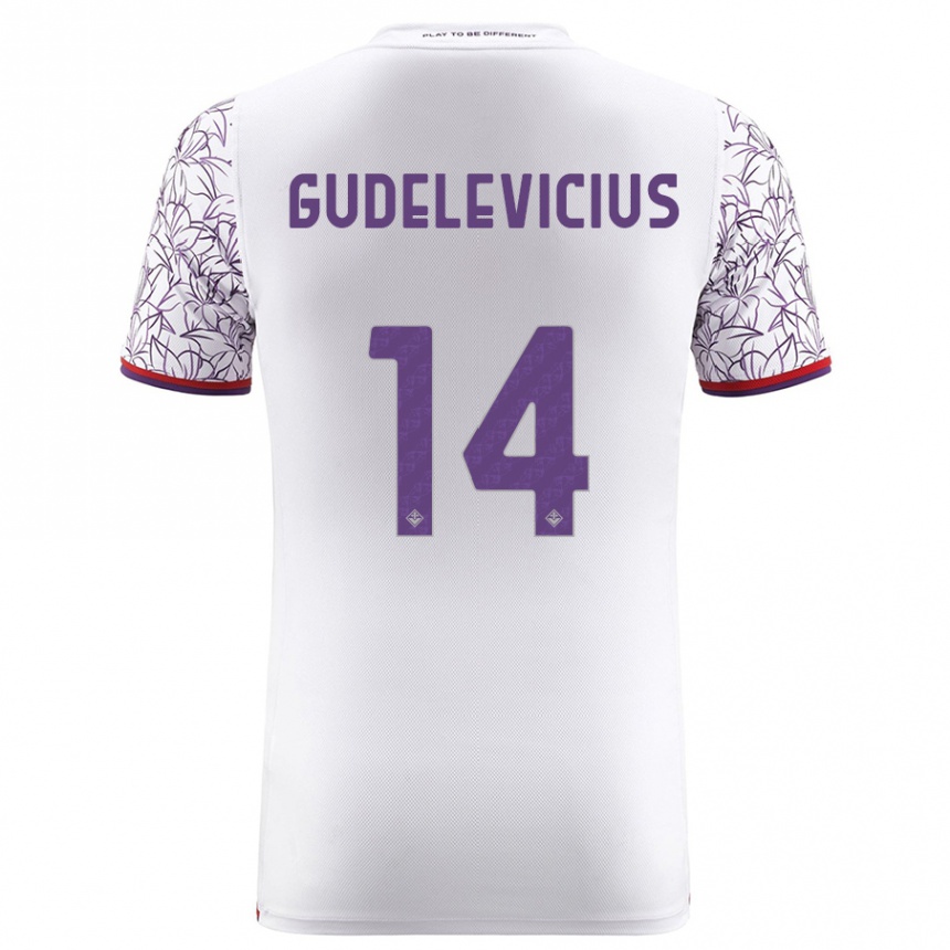 Herren Fußball Ernestas Gudelevicius #14 Weiß Auswärtstrikot Trikot 2023/24 T-Shirt Luxemburg