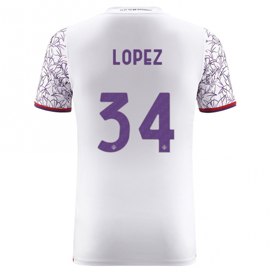 Herren Fußball Lucas López #34 Weiß Auswärtstrikot Trikot 2023/24 T-Shirt Luxemburg