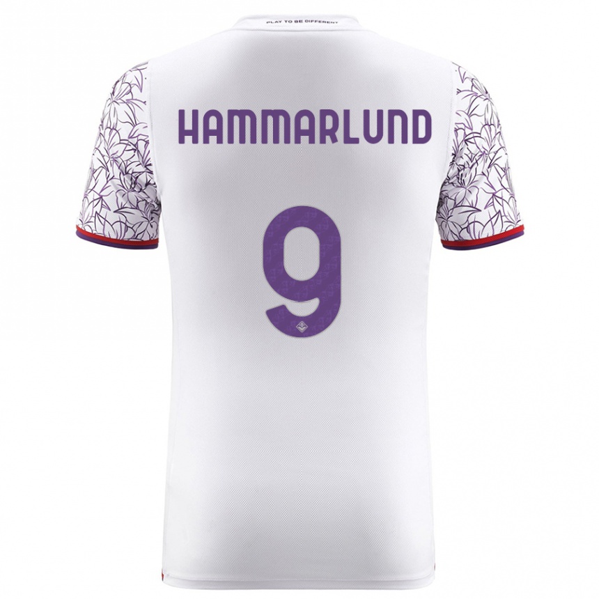 Herren Fußball Pauline Hammarlund #9 Weiß Auswärtstrikot Trikot 2023/24 T-Shirt Luxemburg