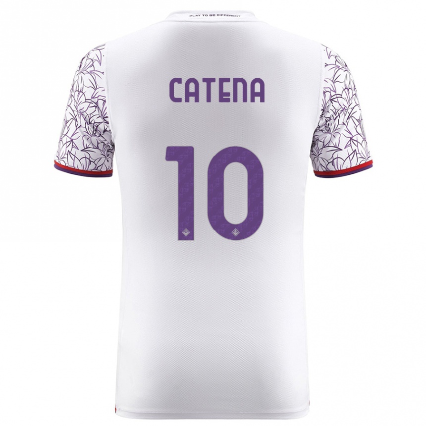 Herren Fußball Michaela Catena #10 Weiß Auswärtstrikot Trikot 2023/24 T-Shirt Luxemburg