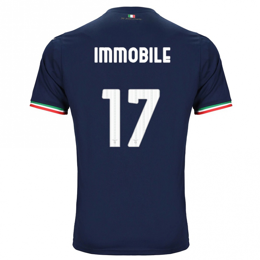 Herren Fußball Ciro Immobile #17 Marine Auswärtstrikot Trikot 2023/24 T-Shirt Luxemburg