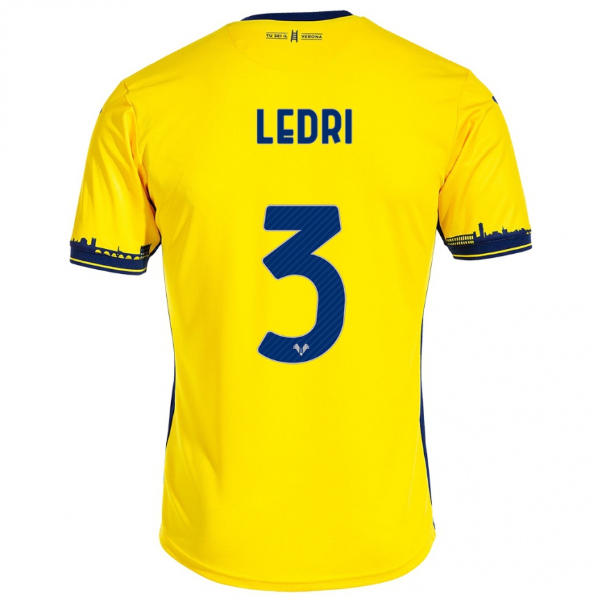 Herren Fußball Michela Ledri #3 Gelb Auswärtstrikot Trikot 2023/24 T-Shirt Luxemburg