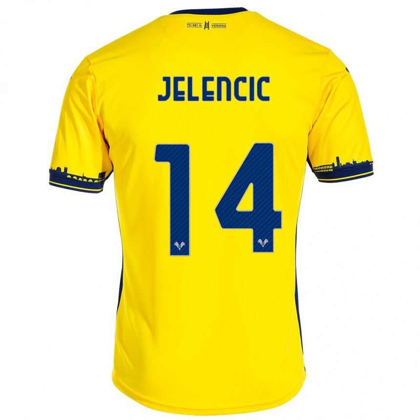 Herren Fußball Ana Jelencic #14 Gelb Auswärtstrikot Trikot 2023/24 T-Shirt Luxemburg