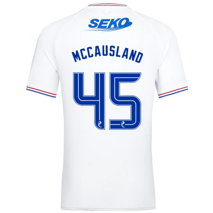 Herren Fußball Ross Mccausland #45 Weiß Auswärtstrikot Trikot 2023/24 T-Shirt Luxemburg