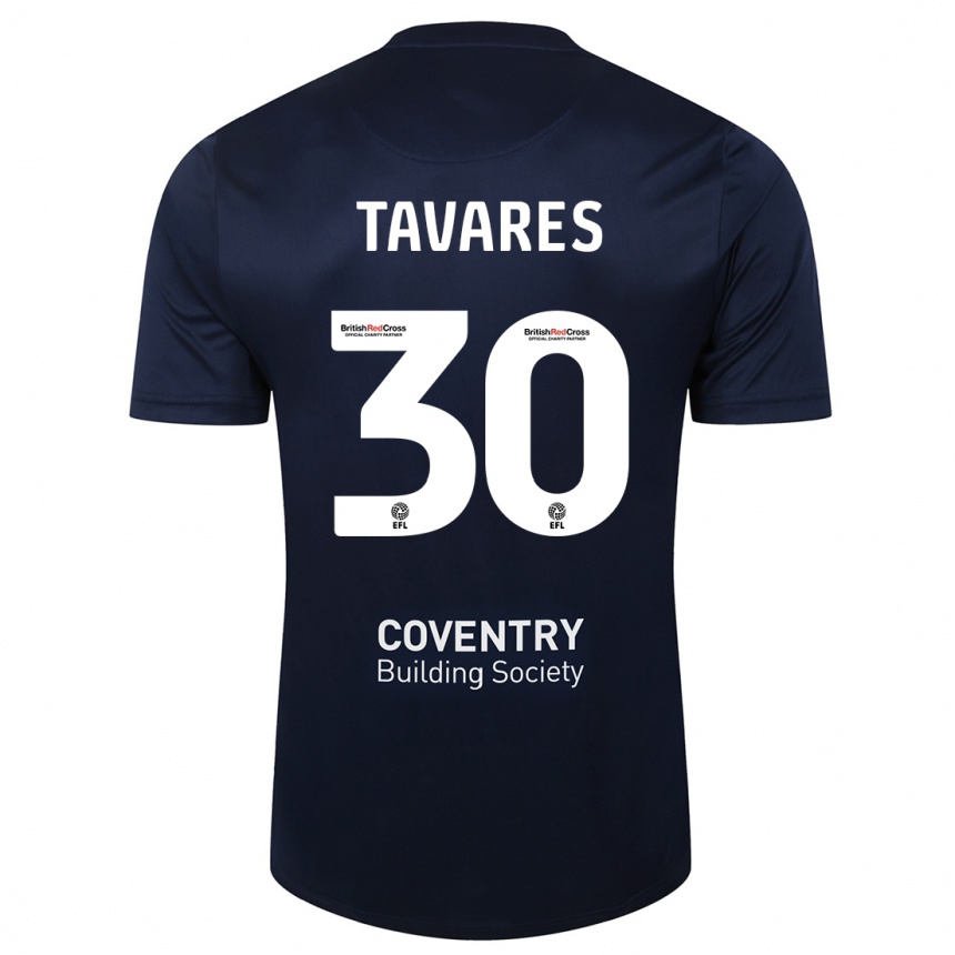 Herren Fußball Fábio Tavares #30 Rote Marine Auswärtstrikot Trikot 2023/24 T-Shirt Luxemburg