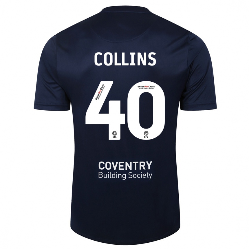 Herren Fußball Brad Collins #40 Rote Marine Auswärtstrikot Trikot 2023/24 T-Shirt Luxemburg