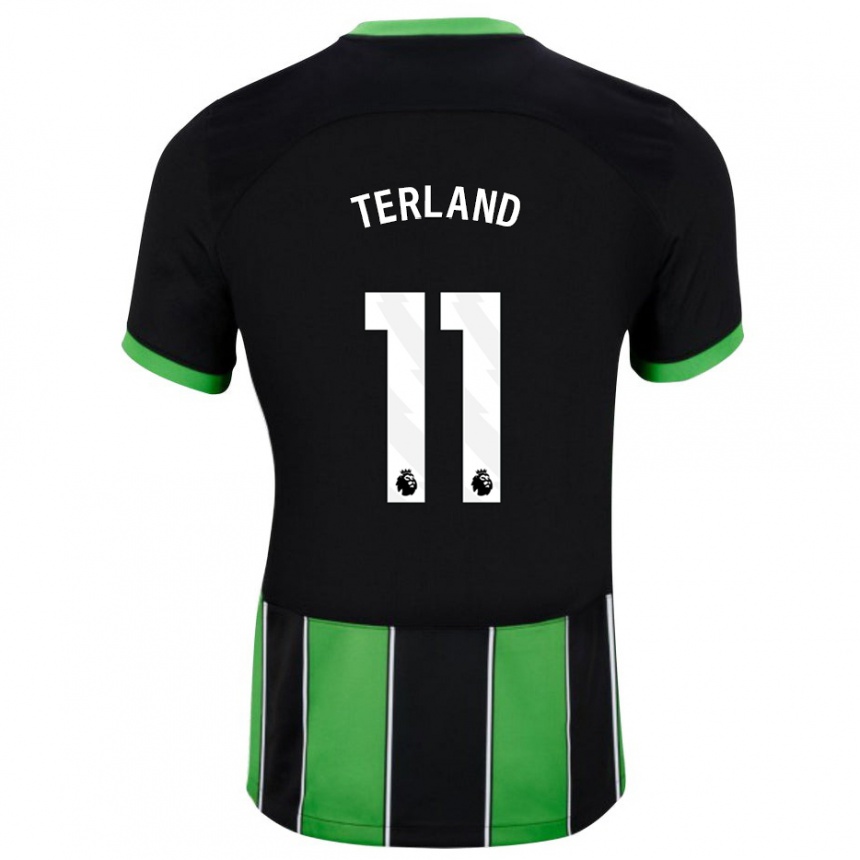 Herren Fußball Elisabeth Terland #11 Schwarz Grün Auswärtstrikot Trikot 2023/24 T-Shirt Luxemburg