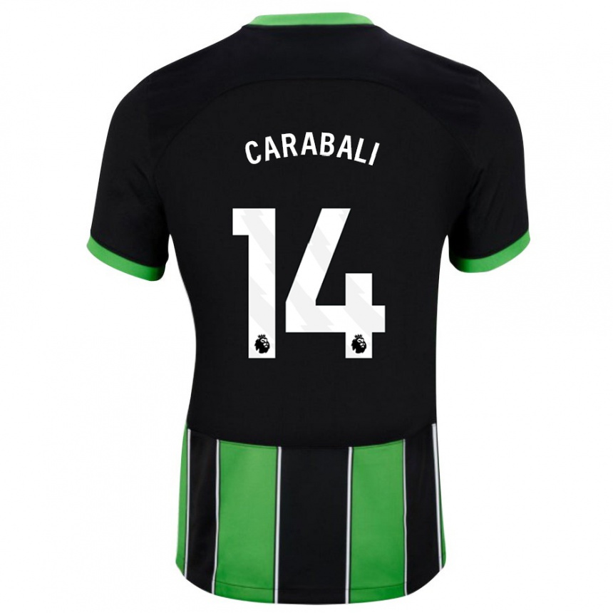 Herren Fußball Jorelyn Andrea Carabalí Martínez #14 Schwarz Grün Auswärtstrikot Trikot 2023/24 T-Shirt Luxemburg